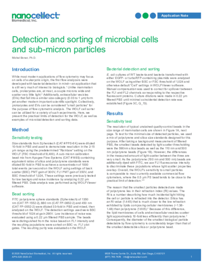 Application Note Detection and sorting of microbial cells and sub-micron particles